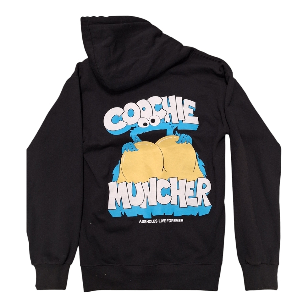ALF Unisex S Coochie Muncher Black Hoodie Assh*les Live Forever
